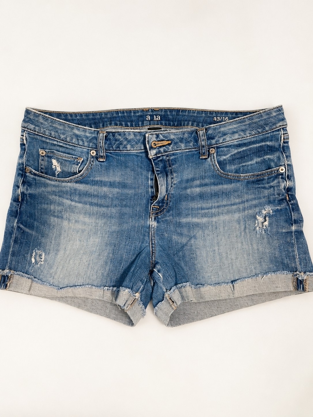 a.n.a Washed Blue Distressed Denim Shorts